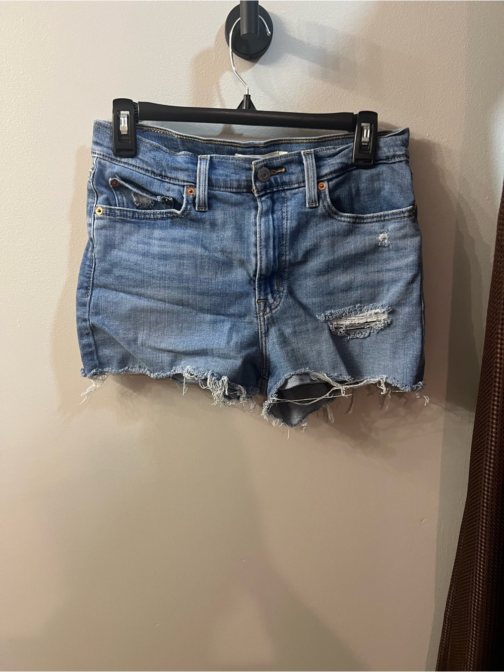 Levi's Light Blue Distressed Denim Cutoff Shorts